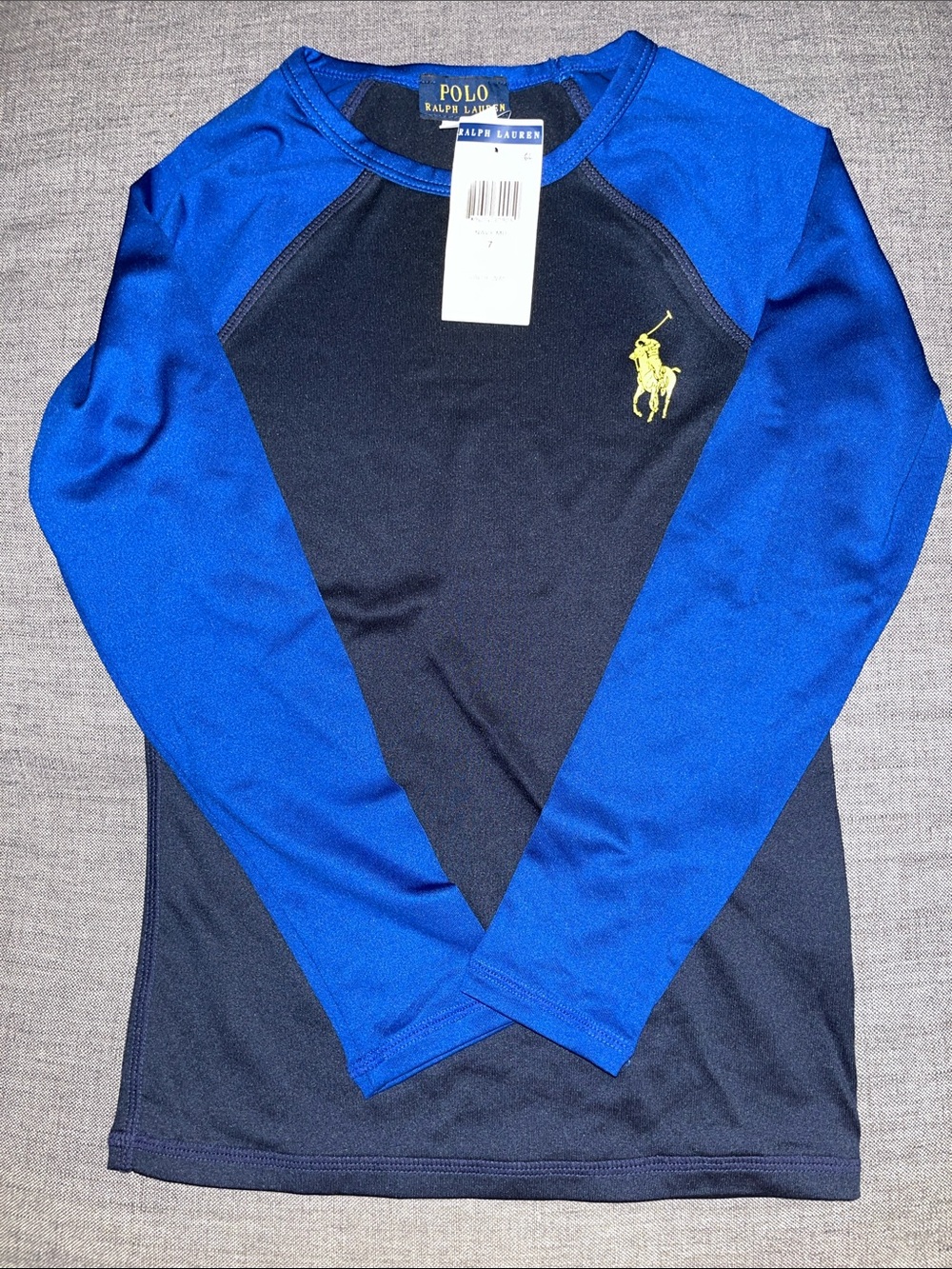 NWT Boys Polo Ralph Lauren Blue Swim Rash-guard size 7